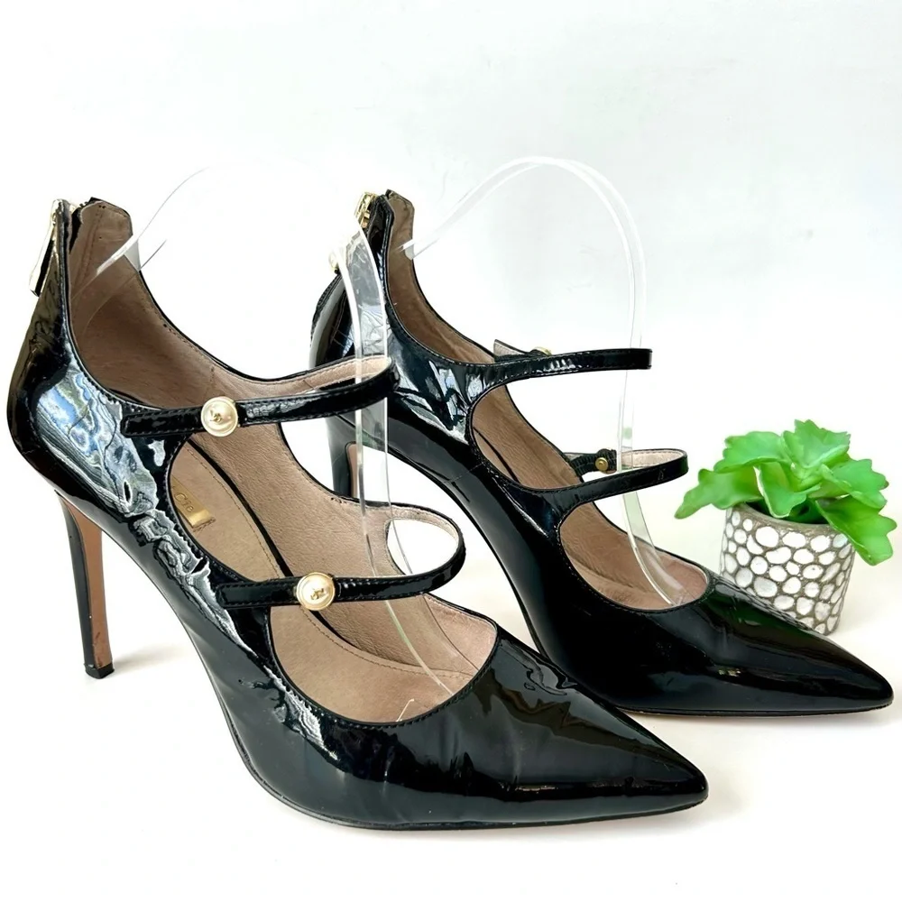 Louise et Cie Jolanie Pump Witchy Mary Jane Heels Black Patent Leather Size 10